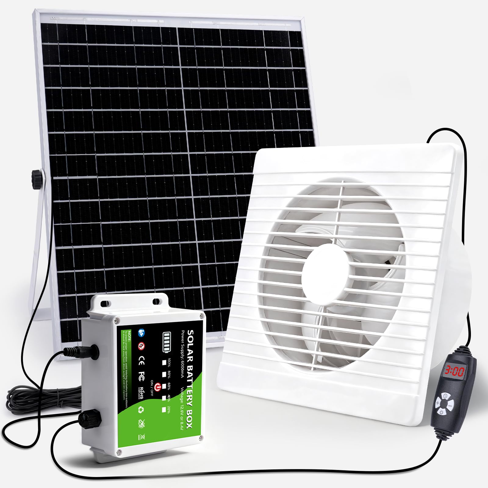 Ventilatore Solare 17W Ø 200mm con Power Bank