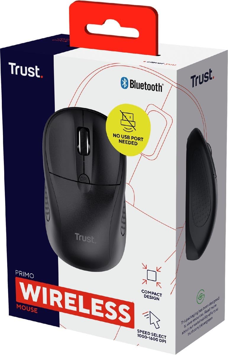 Trust Primo Mouse Bluetooth Wireless 1000-1600 DPI, Nero - immagine 3