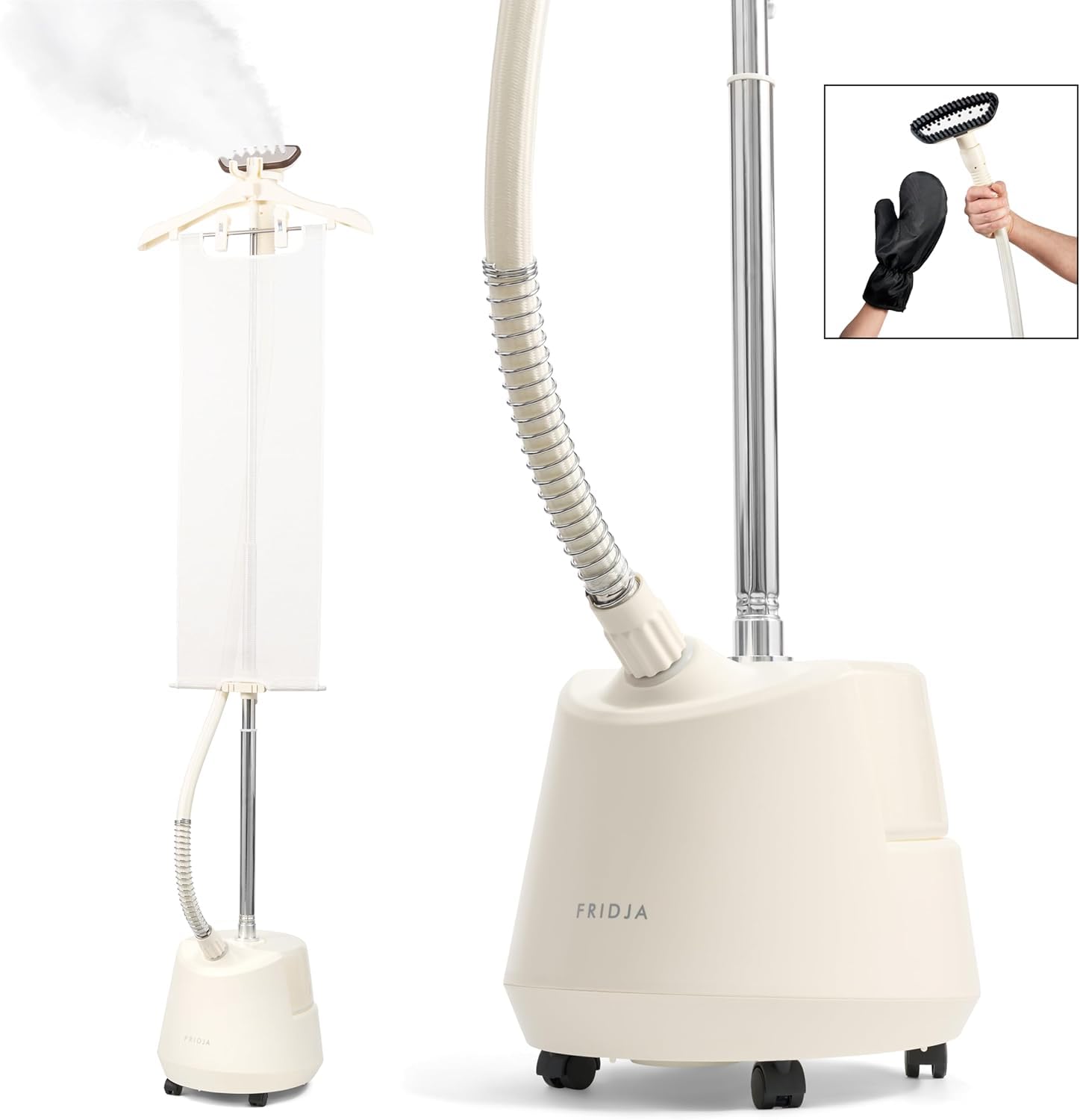 Fridja F1200 Stiratore a Vapore 2200W, Bianco Panna