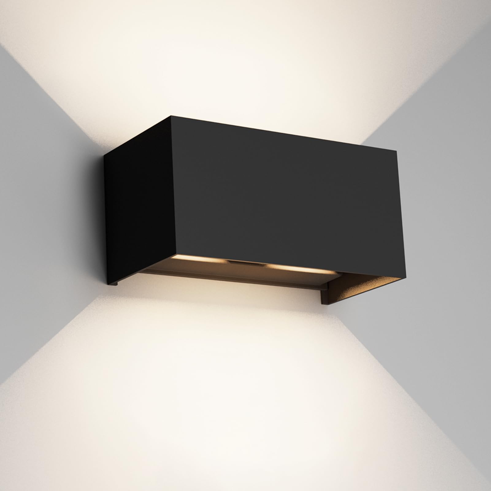 Klighten lampade da parete 24W Esterno/Interno Moderno, lampada da esterno Bianco Caldo 4000K Applique da Parete, IP65 Impermeabile, Angolo del Fascio Regolabile Applique(Nero)