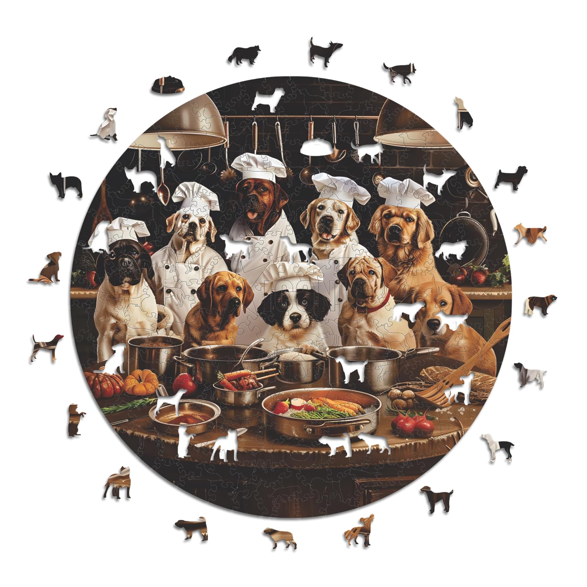 Iconic Puzzles - Cani Chef, Puzzle in Legno 350 Pezzi