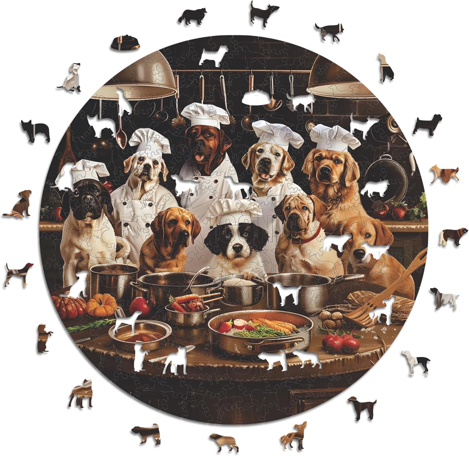 Iconic Puzzles - Cani Chef, Puzzle in Legno 350 Pezzi - immagine 1