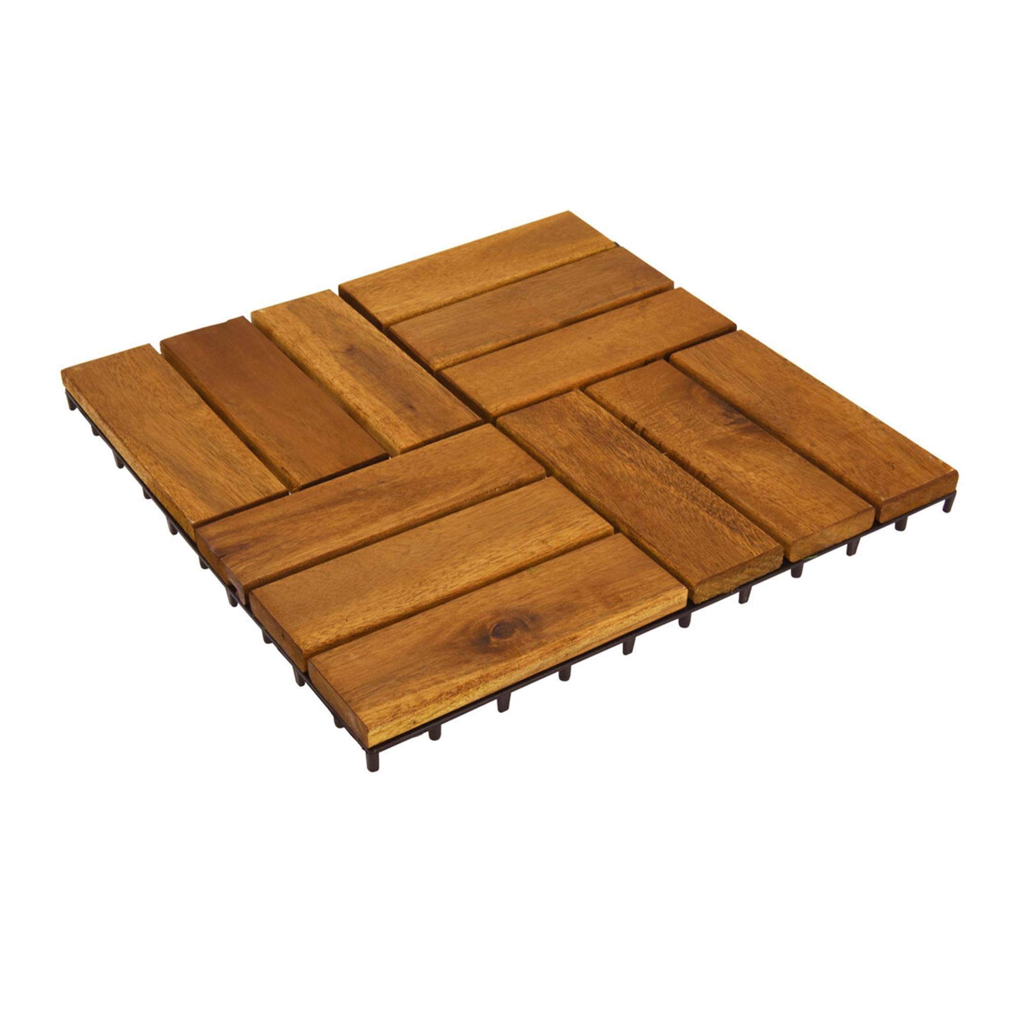 Well Home 9 Piastrelle 30x30x0,1cm in legno di acacia effetto teak