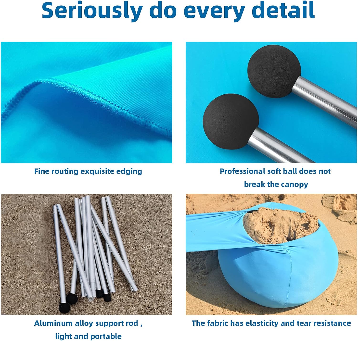 Floving Tendalino Parasole da Spiaggia Anti-UV, Blu - immagine 5