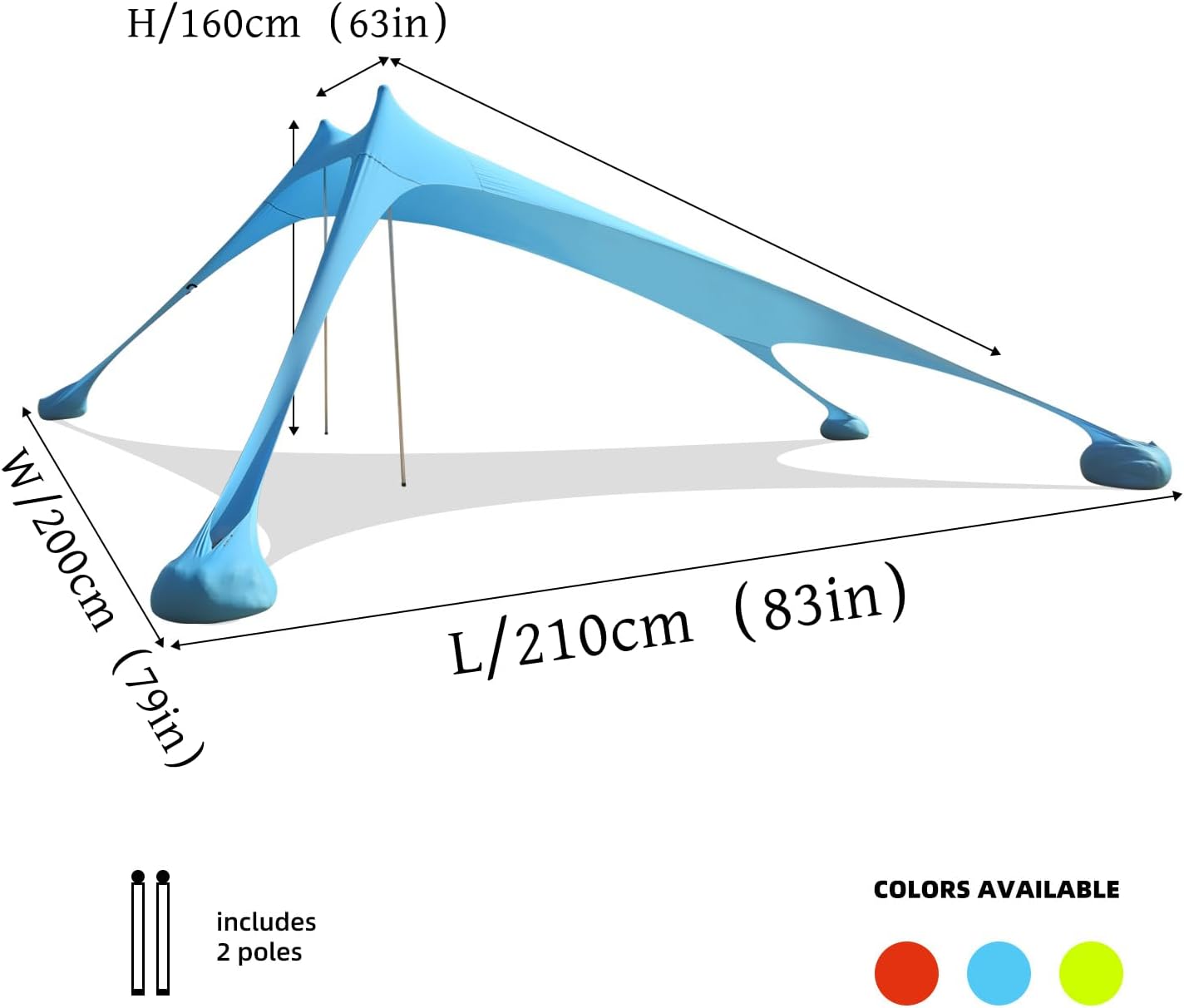 Floving Tendalino Parasole da Spiaggia Anti-UV, Blu - immagine 7