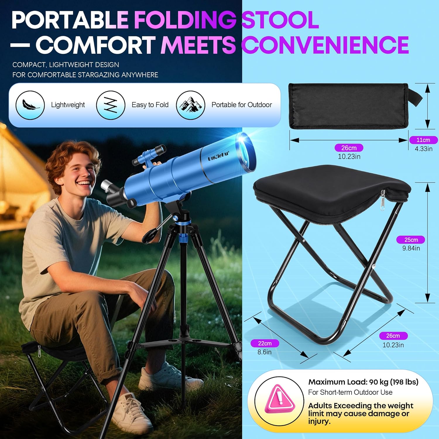 Unclehu Telescopio Astronomico Rifrattore 90/550mm - immagine 2