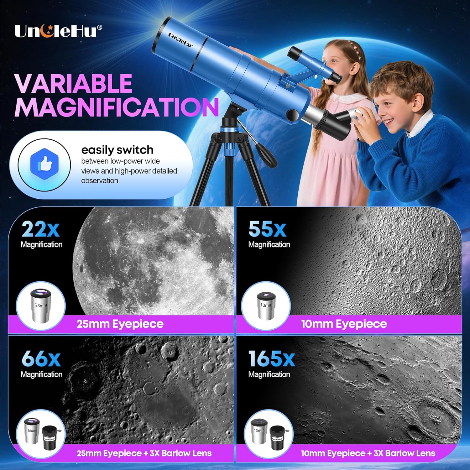 Unclehu Telescopio Astronomico Rifrattore 90/550mm - immagine 3