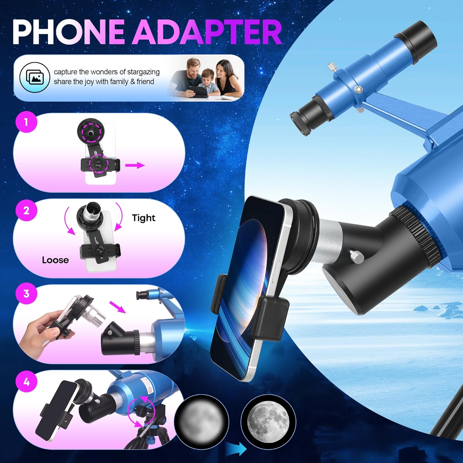 Unclehu Telescopio Astronomico Rifrattore 90/550mm - immagine 7