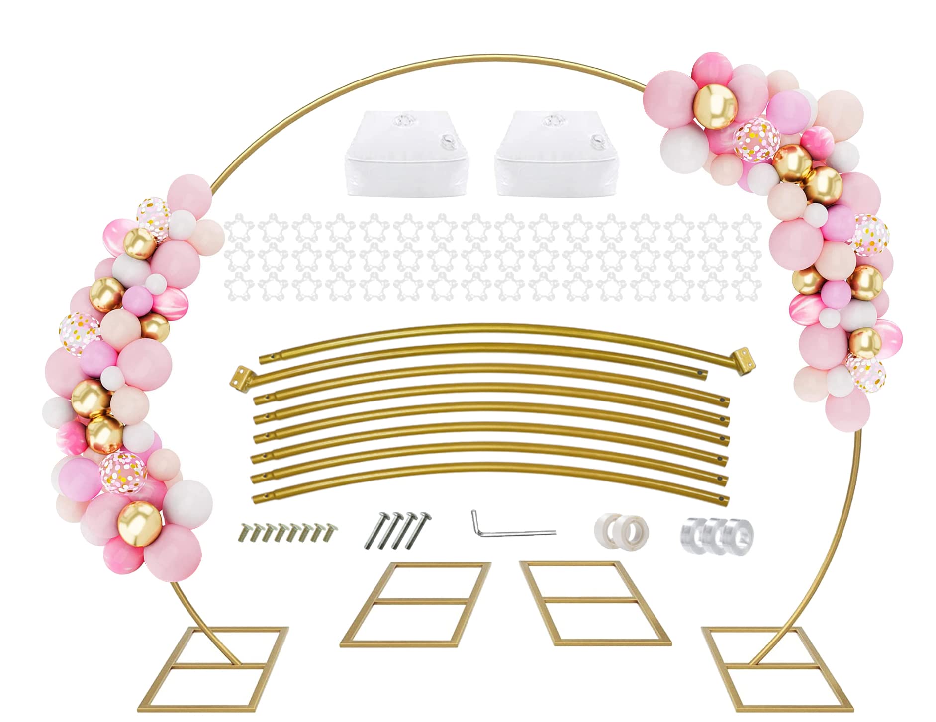 Pilin Kit Arco Palloncino Rotondo in Metallo Dorato