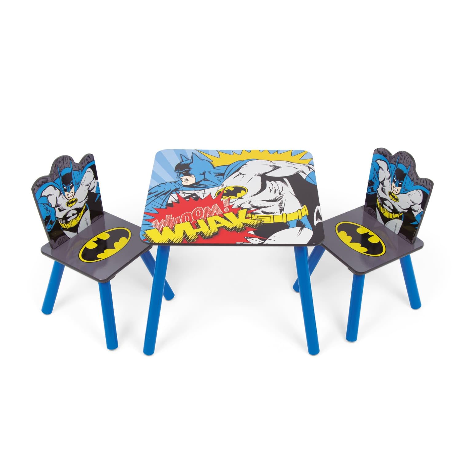 ARDITEX Set Tavolo e 2 Sedie in Legno Batman, Blu Notte