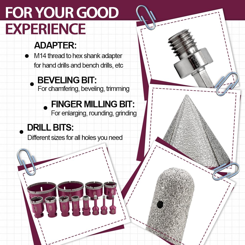 Queforet Punte Diamantate Gres Porcellanato 11 Pezzi - immagine 4