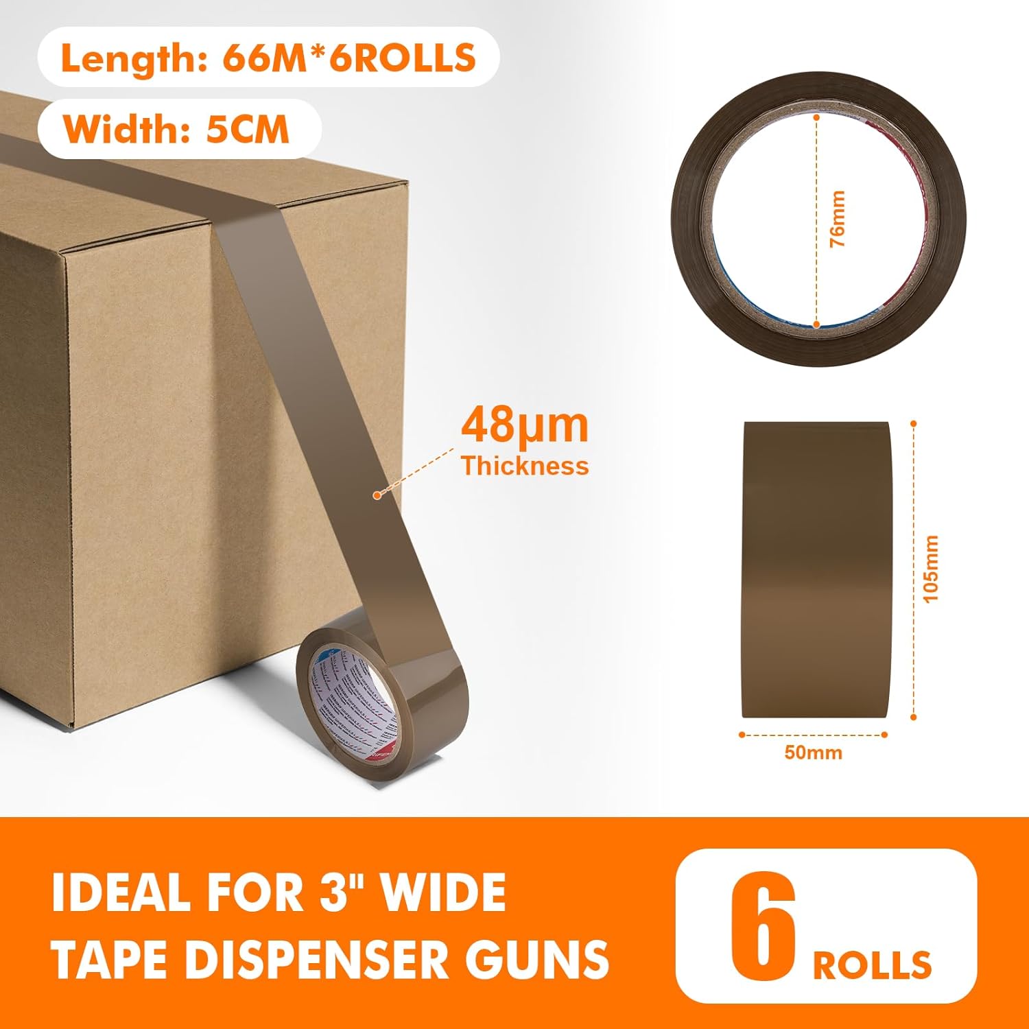 Grifema GA4004-6 Nastro Imballaggio Silenzioso, Marrone - immagine 2