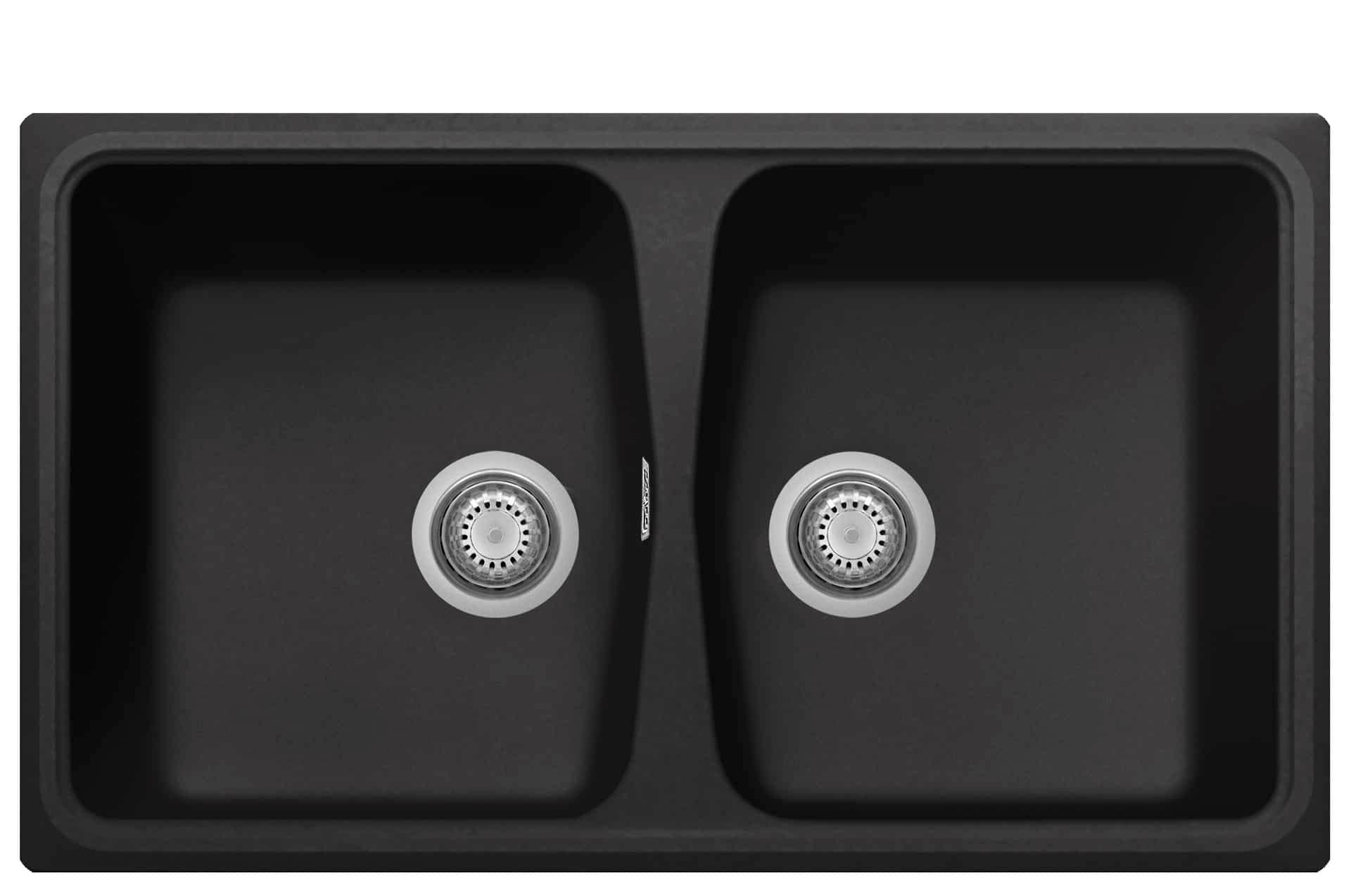 Plados Lavello in quarzo da cucina incasso SP0862 due vasche - Nero Matt