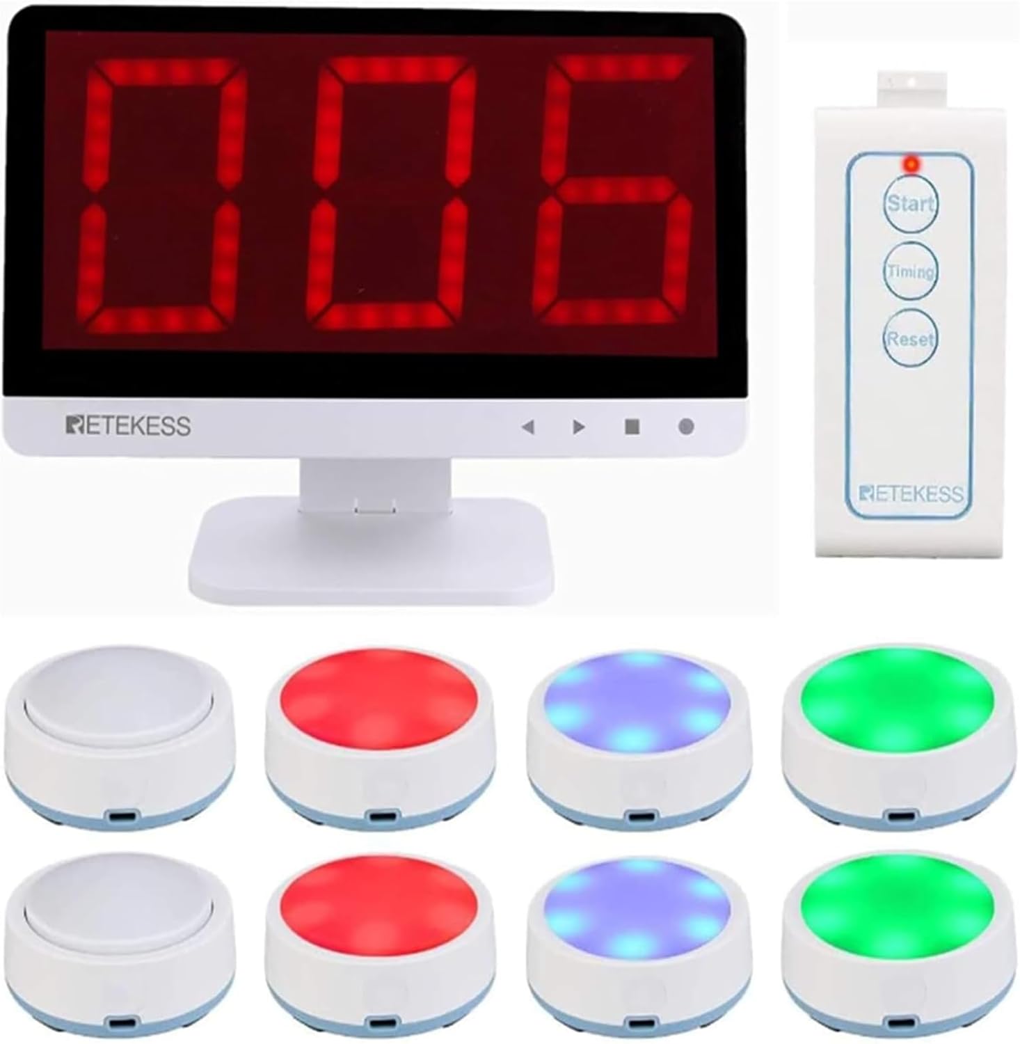 Retekess TM101 Sistema di Cicalino per Domande Wireless (Set da 8 Pulsanti) - immagine 1