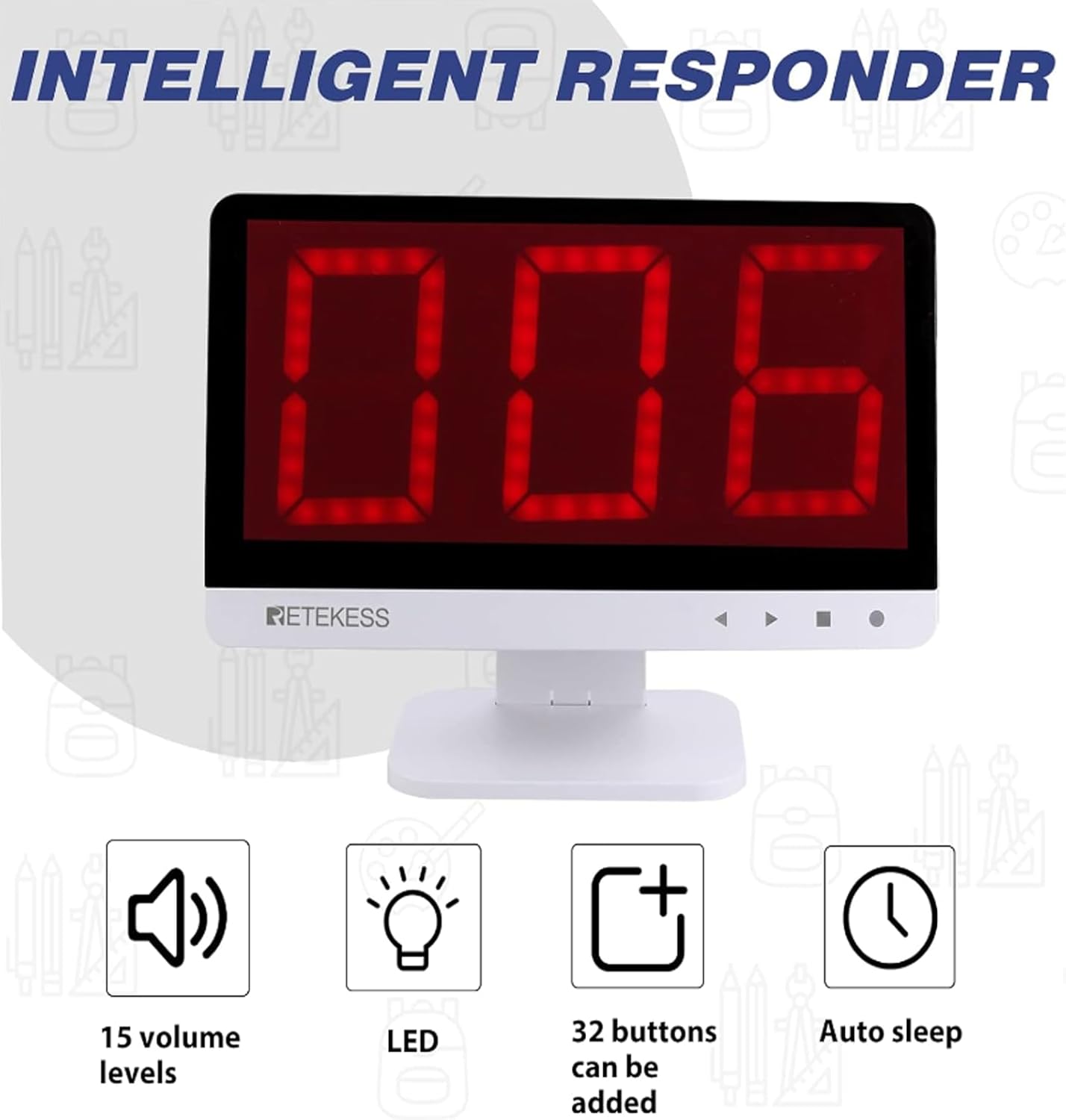 Retekess TM101 Sistema di Cicalino per Domande Wireless (Set da 8 Pulsanti) - immagine 4