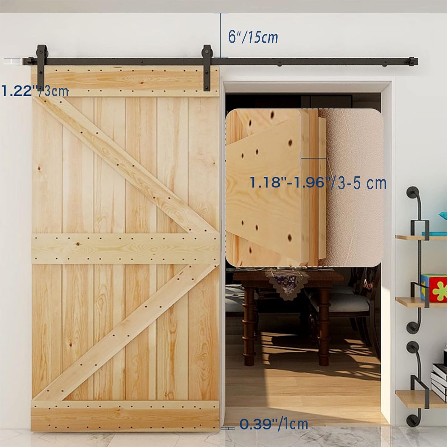 Wolfbird Kit per Porta Scorrevole 152CM, Nero - immagine 2