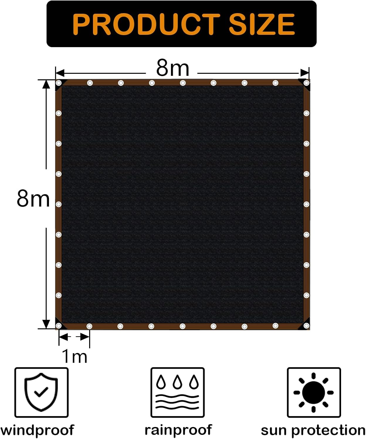 Rete Ombreggiante con Occhielli 8x8m - immagine 6