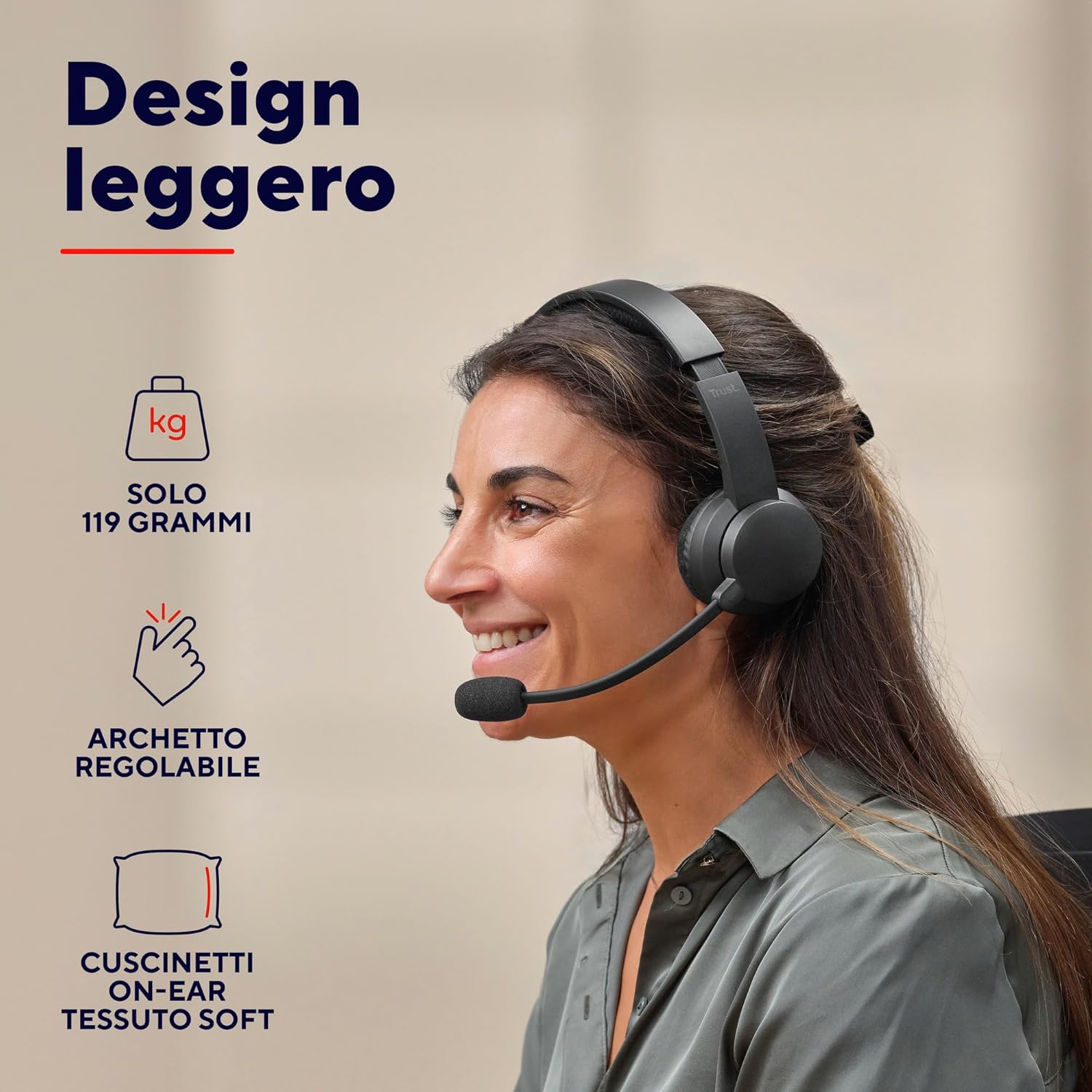 Trust Roha II Cuffie Wireless Bluetooth con Microfono ENC, Nero - immagine 5