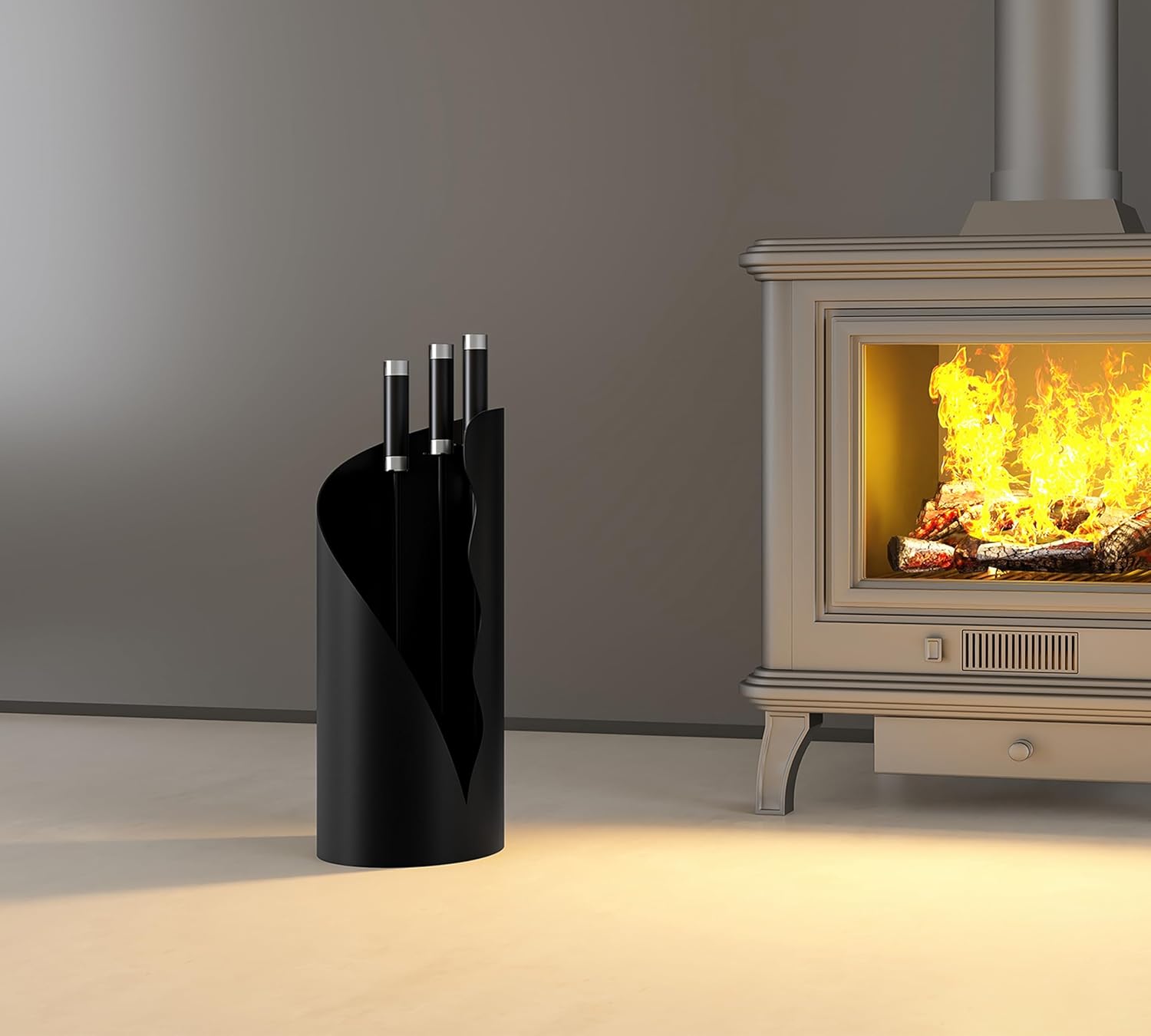 Set Attrezzi da Camino 3 Pezzi con Supporto 52.5cm - immagine 10