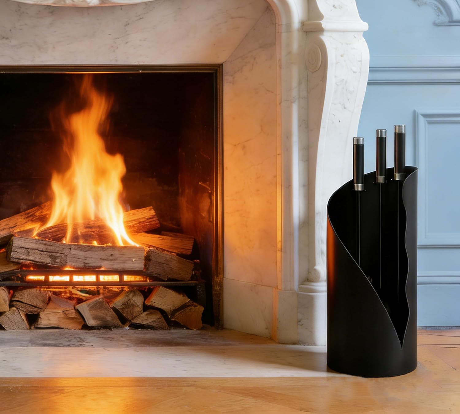 Set Attrezzi da Camino 3 Pezzi con Supporto 52.5cm - immagine 1