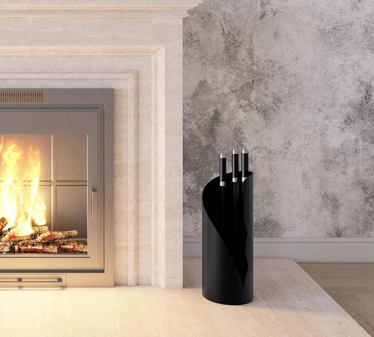 Set Attrezzi da Camino 3 Pezzi con Supporto 52.5cm - immagine 8