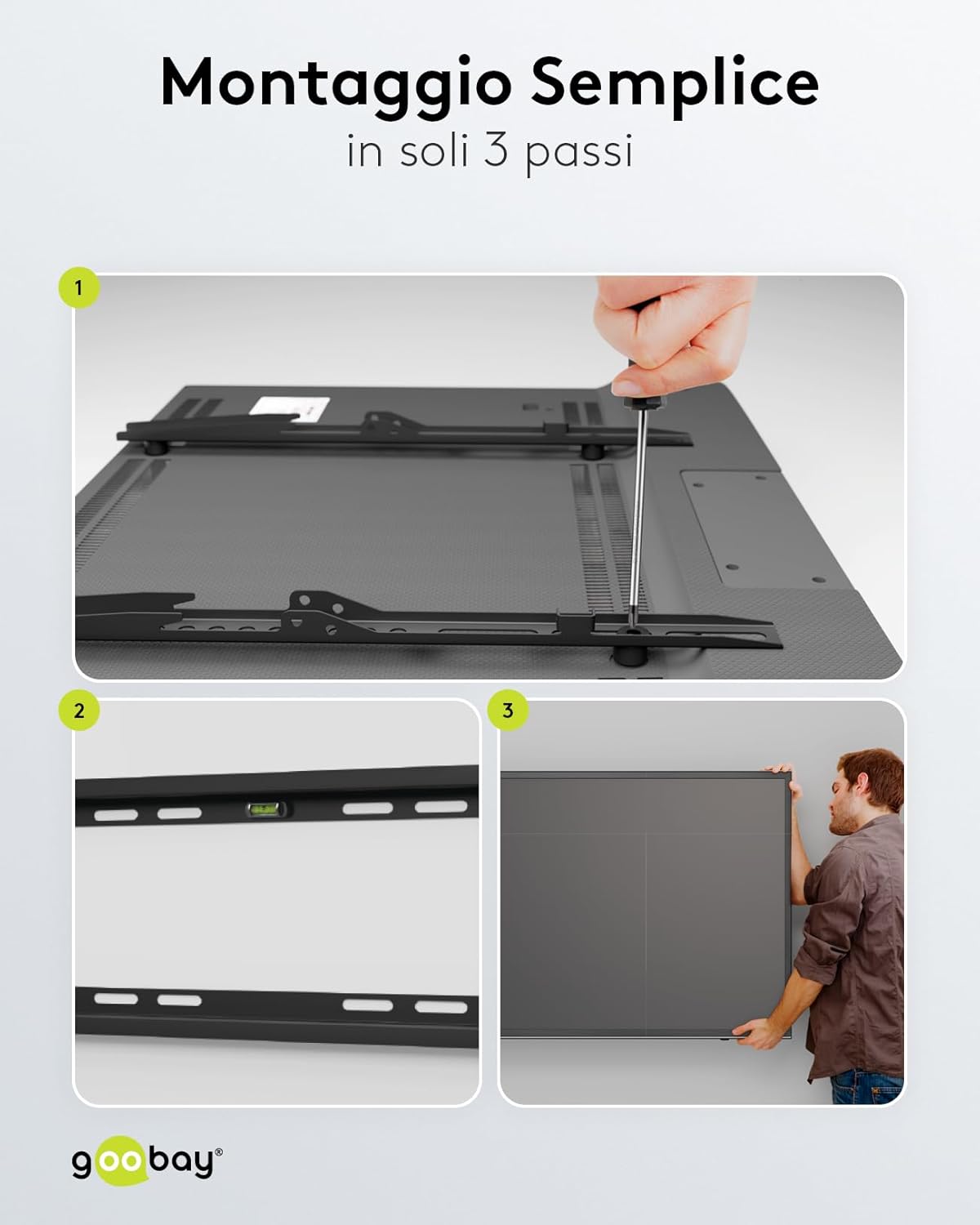 Goobay 49742 - Supporto da Parete Extra Piatto per TV 43-100" - immagine 9