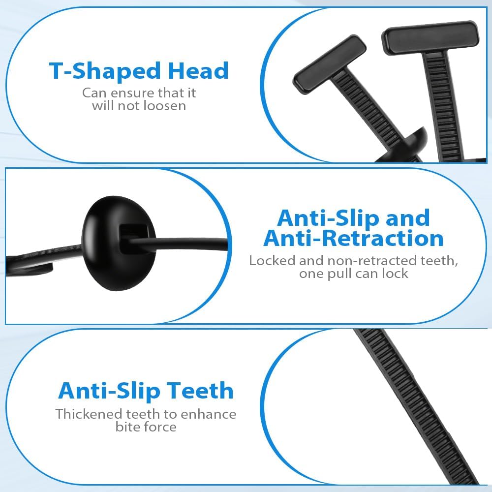 Uraqt Fascette Plastica Universali 100 pezzi, Nere - immagine 3