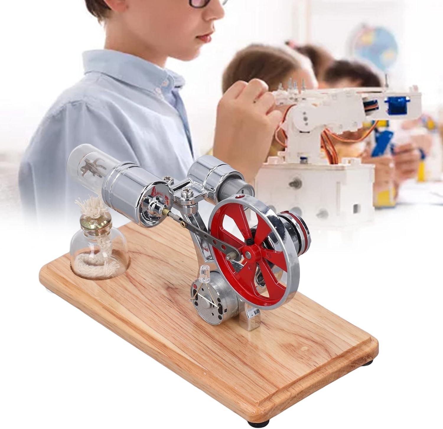 Kit Motore Stirling ad Aria Calda - Modello Educativo - immagine 2