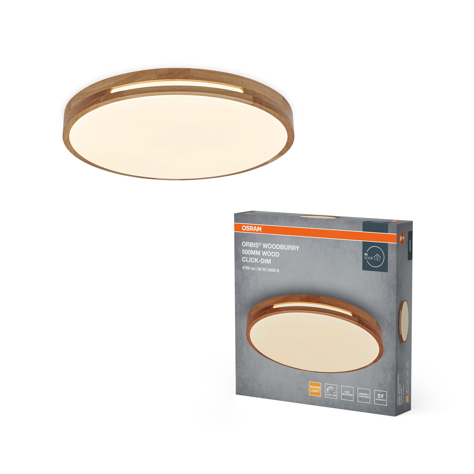 Osram ORBIS Woodburry - Plafoniera LED 36W 1500lm Ø 500mm