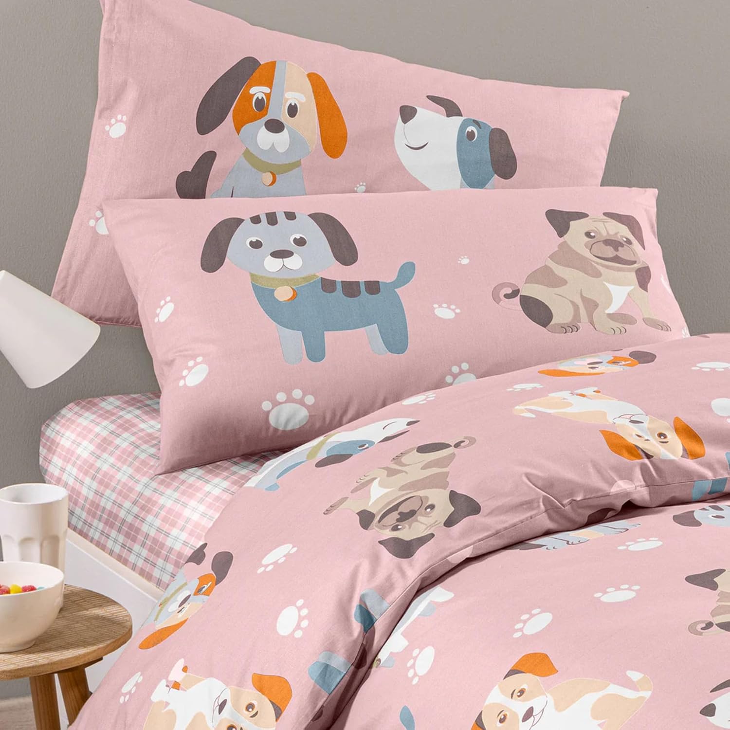 Caleffi Completo Copripiumino Singolo Art. Cuccioli, Rosa - immagine 2