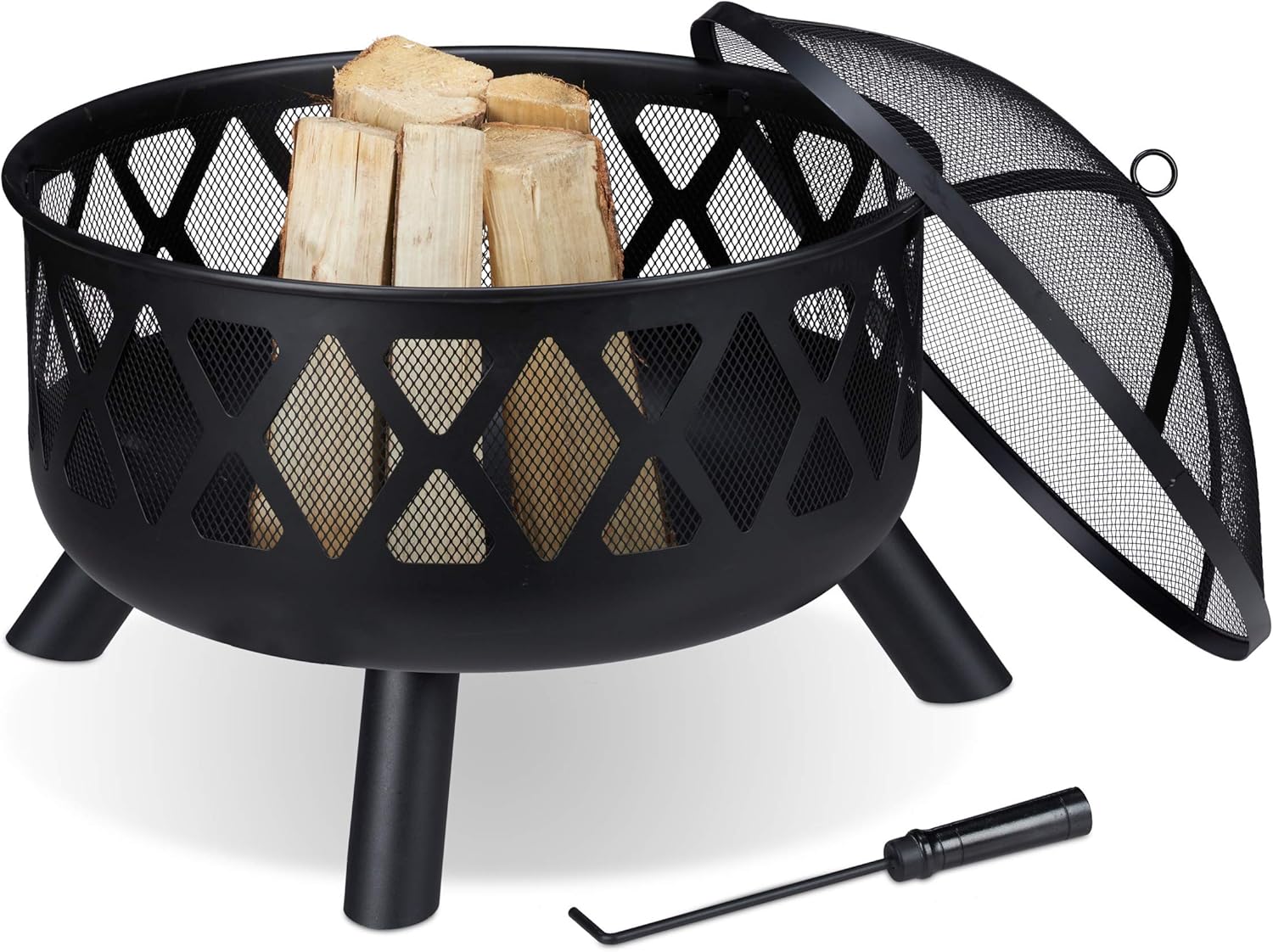 Relaxdays Braciere da Esterno D:62 cm, Nero - immagine 1