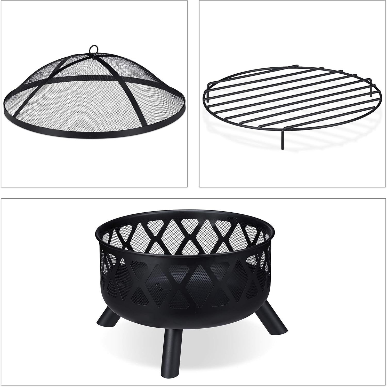 Relaxdays Braciere da Esterno D:62 cm, Nero - immagine 5