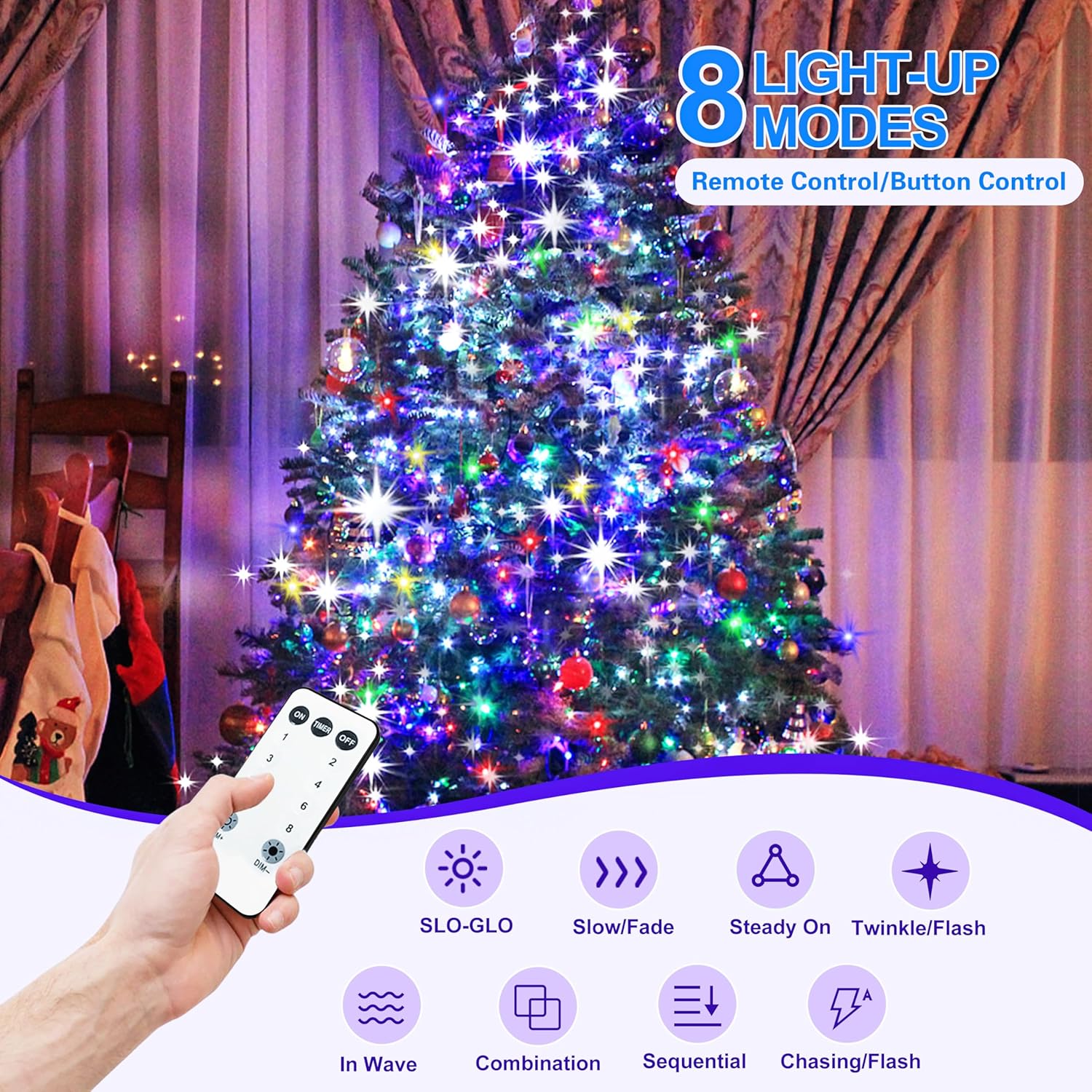 Aneeway Luci di Natale Multicolore 16 Stringhe da 2M - immagine 2