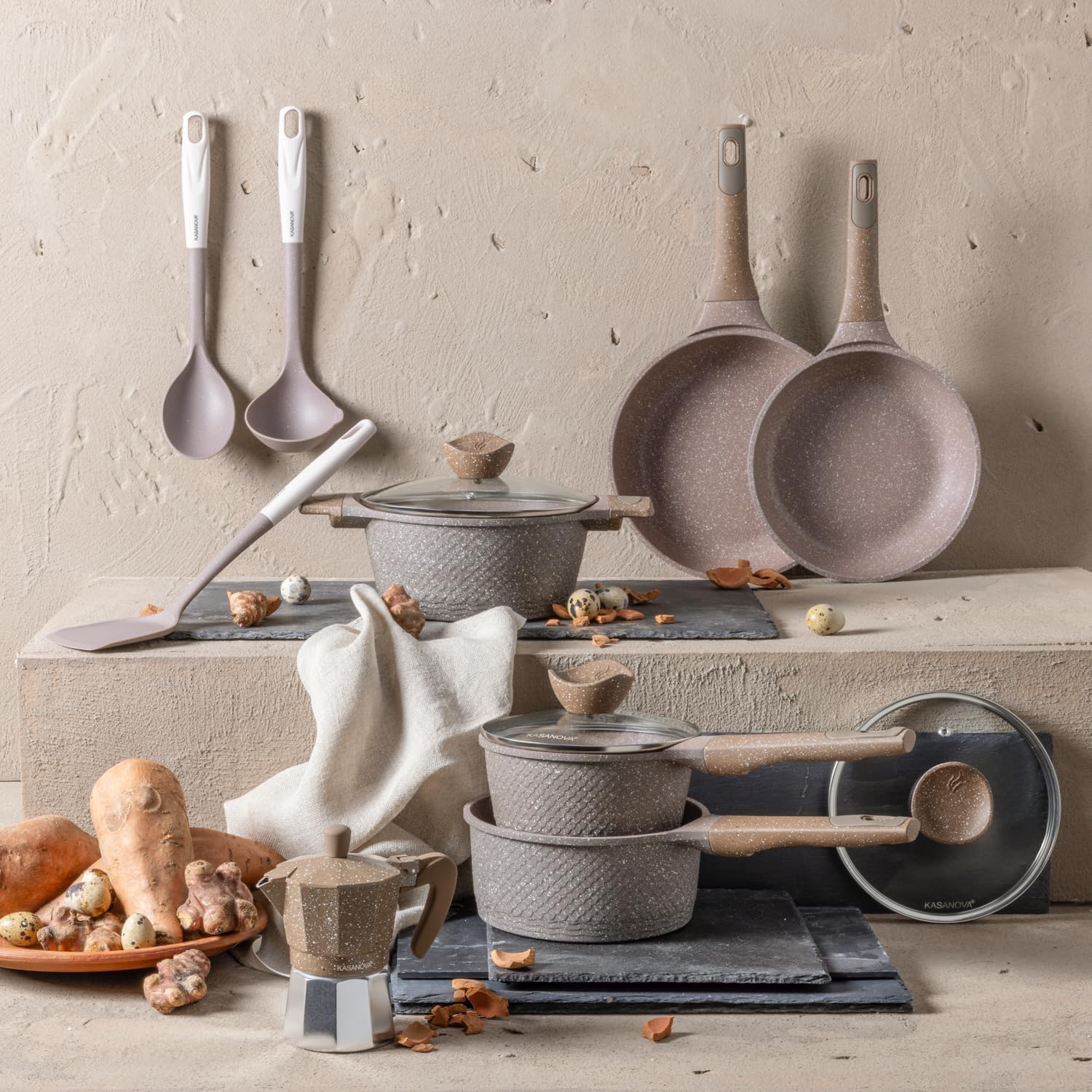 Kasanova Set Pentole Antiaderenti 0 Grassi (12 Pezzi) - immagine 4