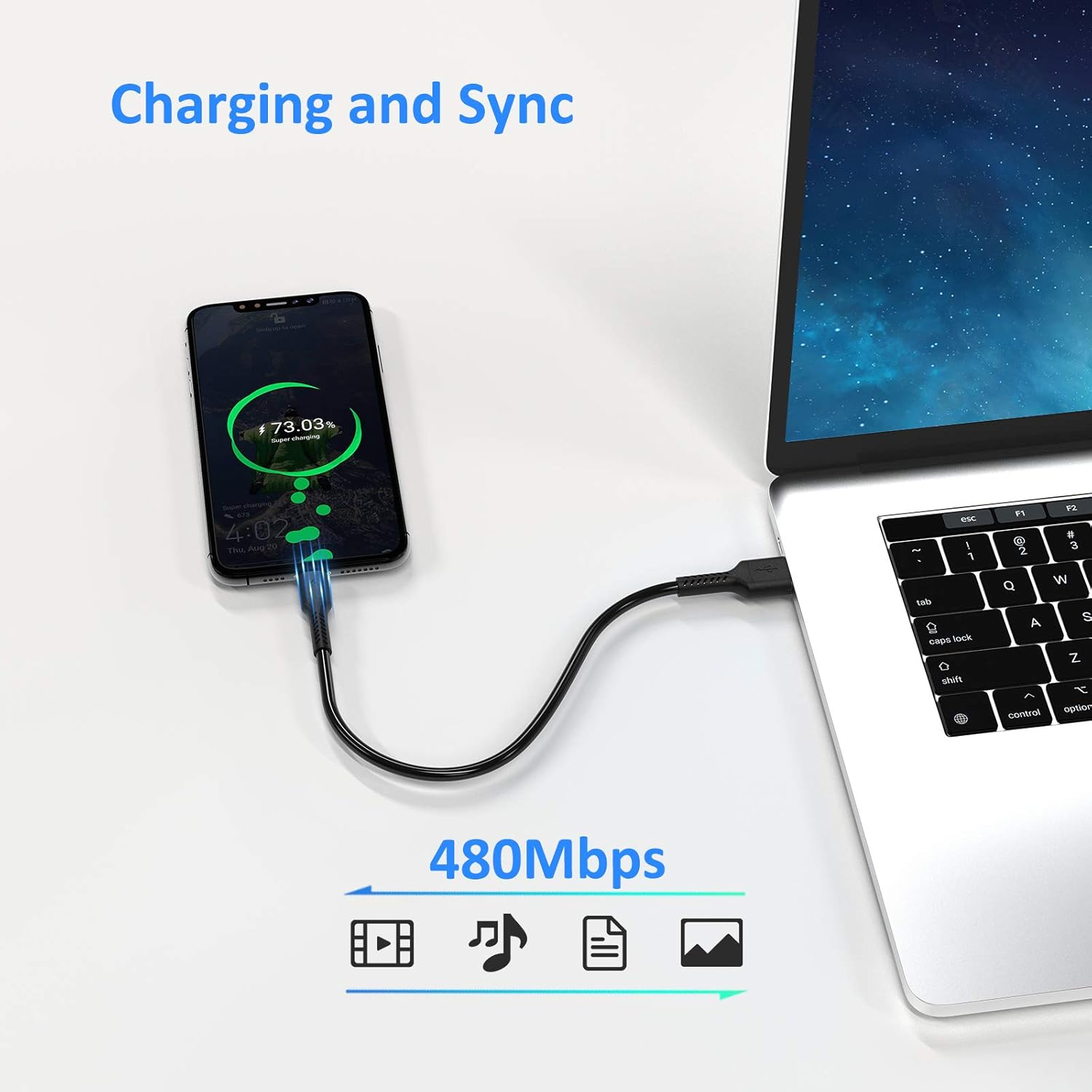 Cavo USB Type-C Corto 10cm 3A [5 Pezzi] - immagine 7