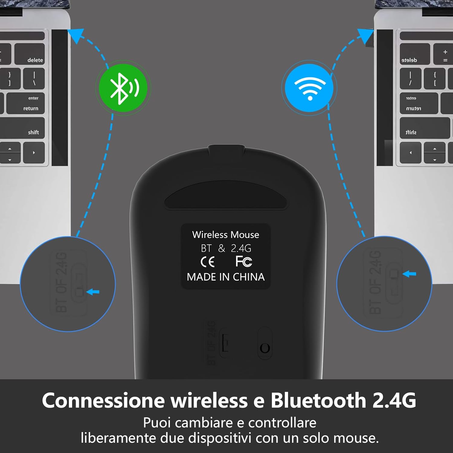 Kbcase Mouse Wireless Ricaricabile 2,4 GHz - immagine 3