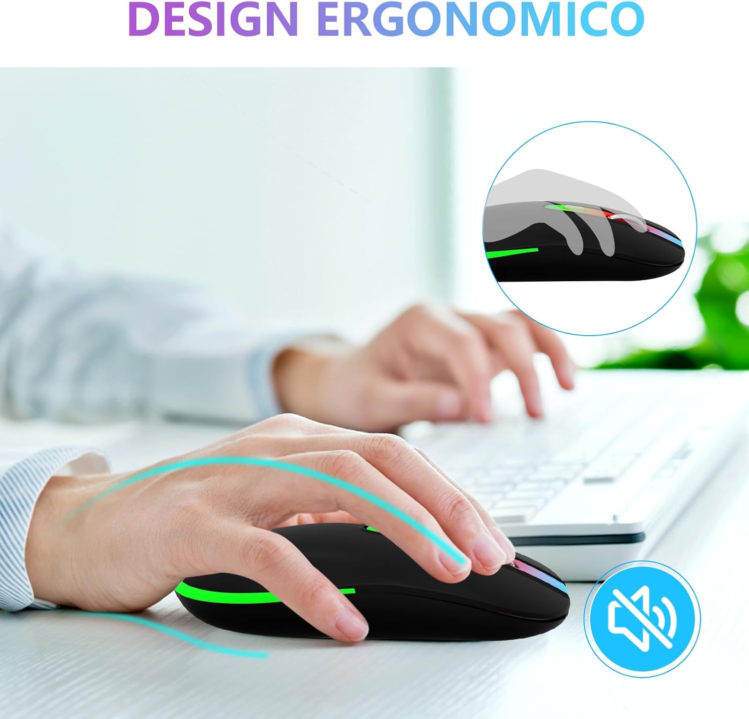 Kbcase Mouse Wireless Ricaricabile 2,4 GHz - immagine 8