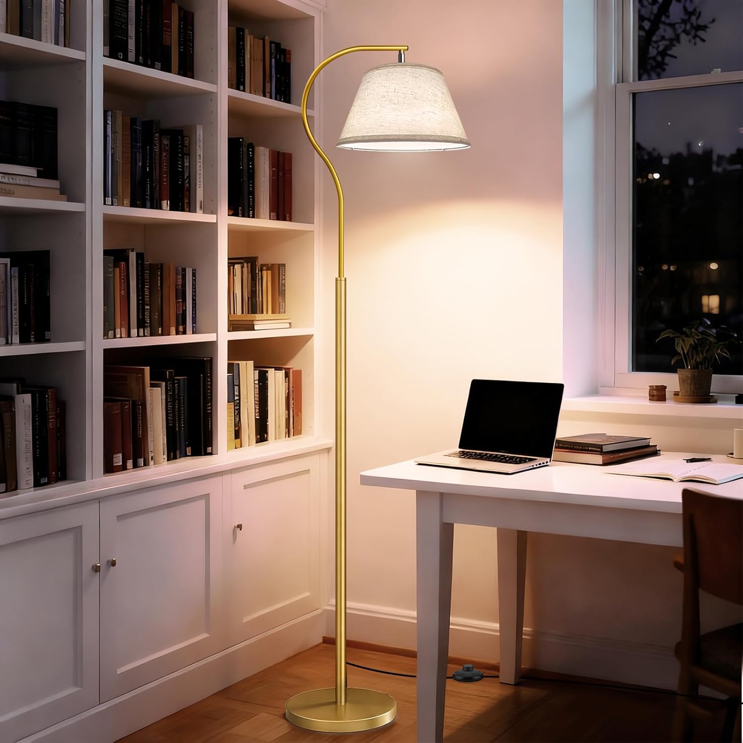 BBHome Lampada da Terra ad Arco con LED 9W - Oro - immagine 6