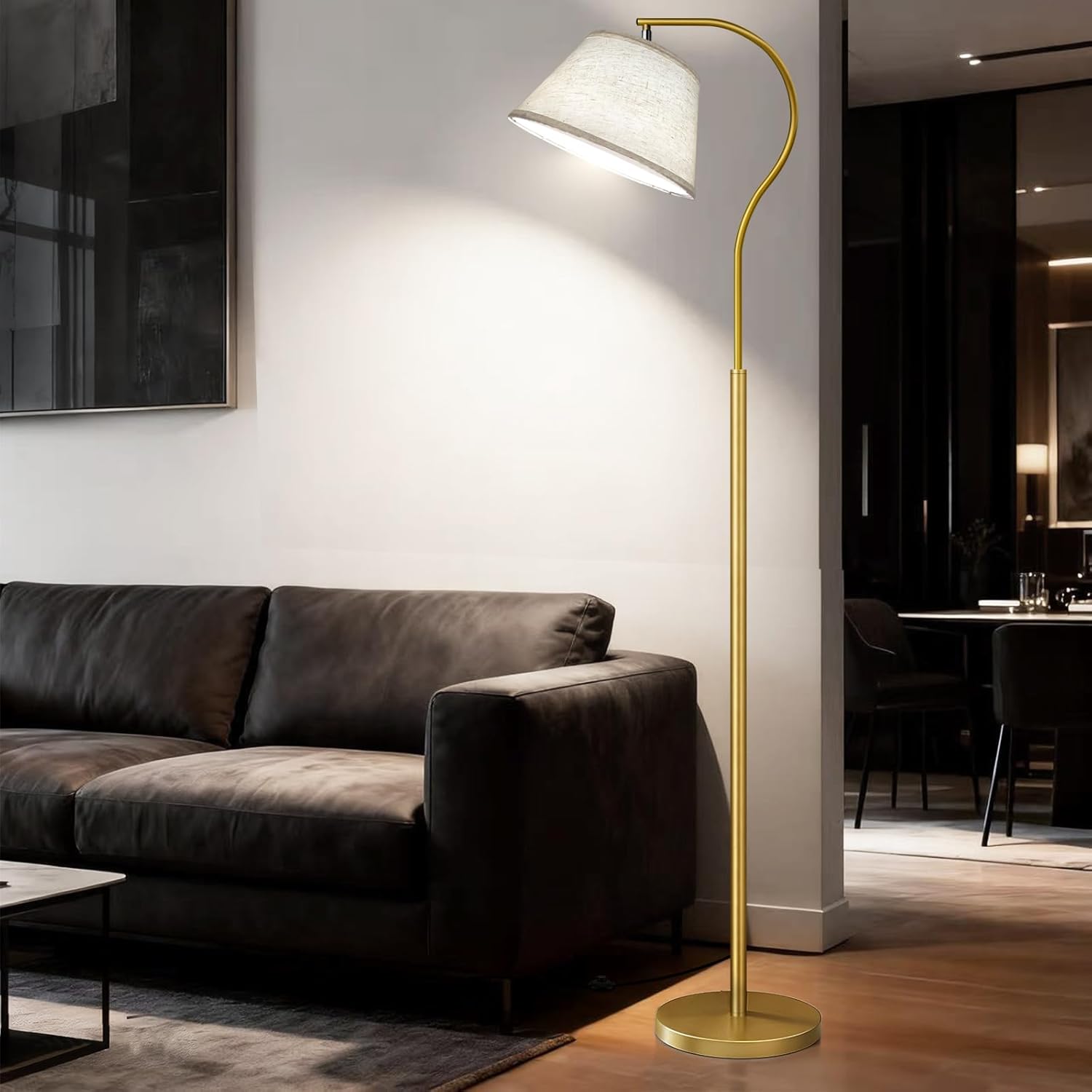 BBHome Lampada da Terra ad Arco con LED 9W - Oro - immagine 8