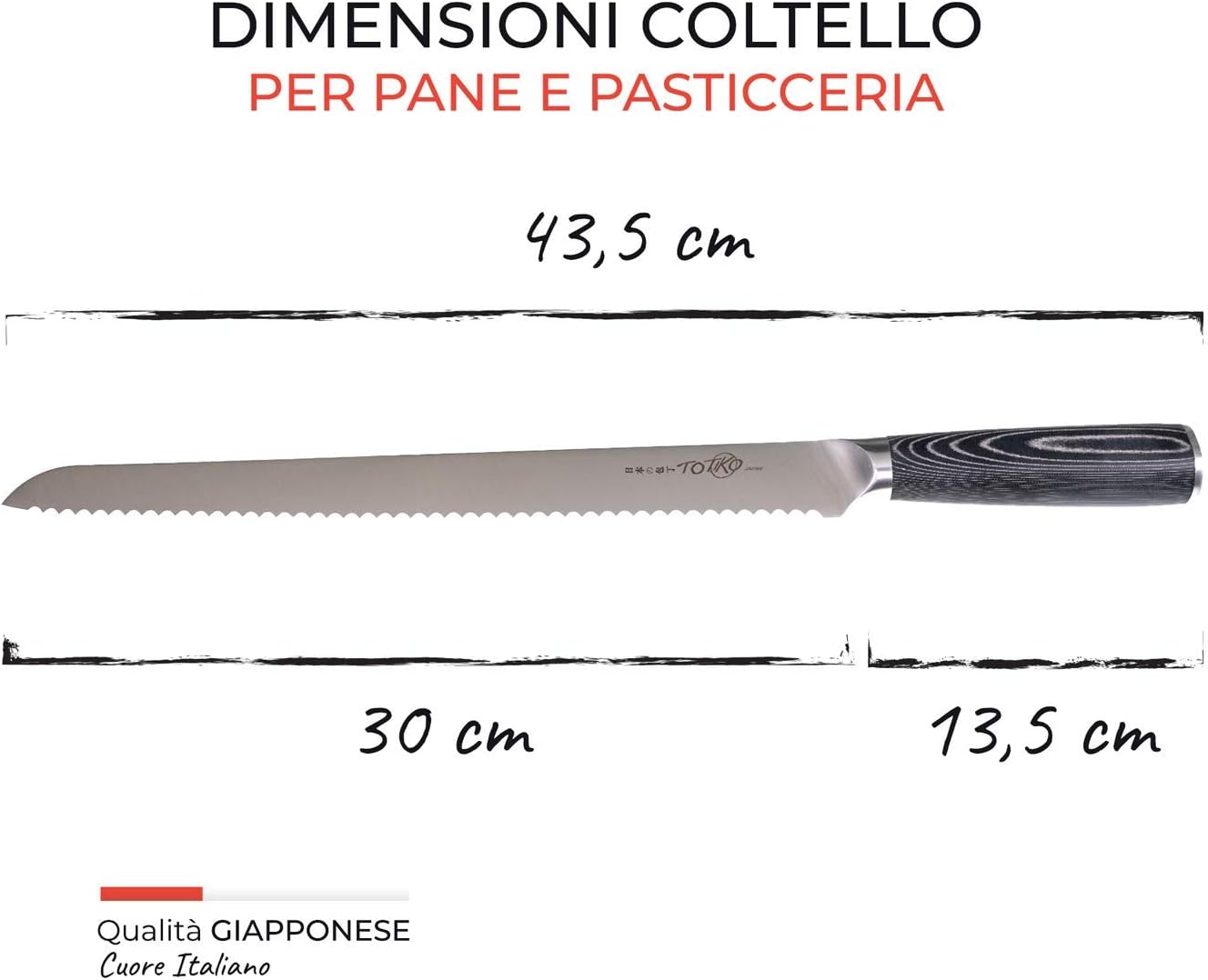 Coltello Professionale Giapponese per Pane 30cm - immagine 3