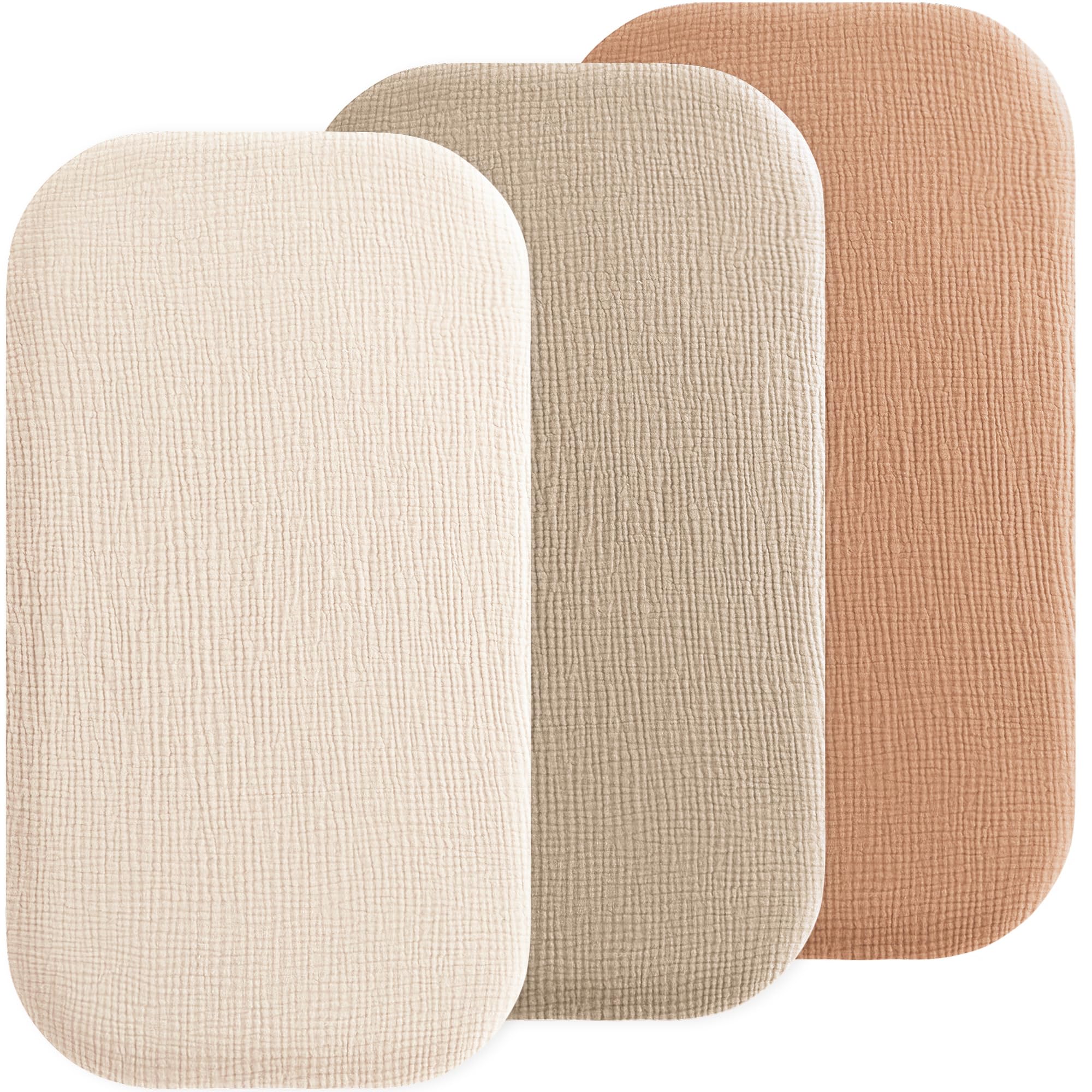 Susurration Set 3 Lenzuola Mussola 83x43cm, Marrone Chiaro