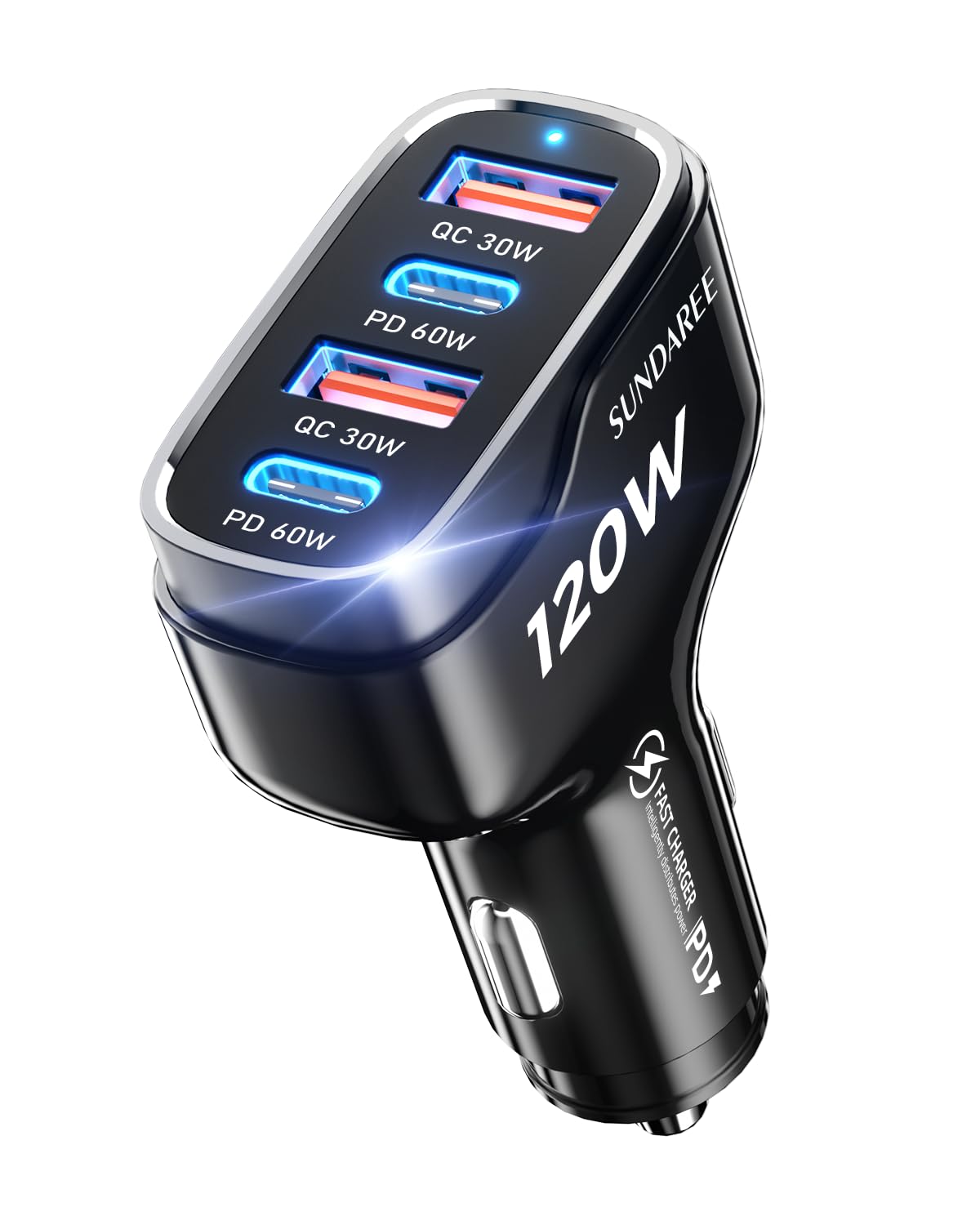 Caricatore Auto USB C 120W 4 Porte PD QC