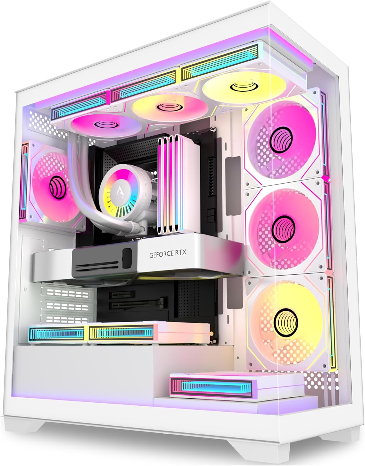 Case PC ATX Mid Tower 270° Full View, Pure White - immagine 1