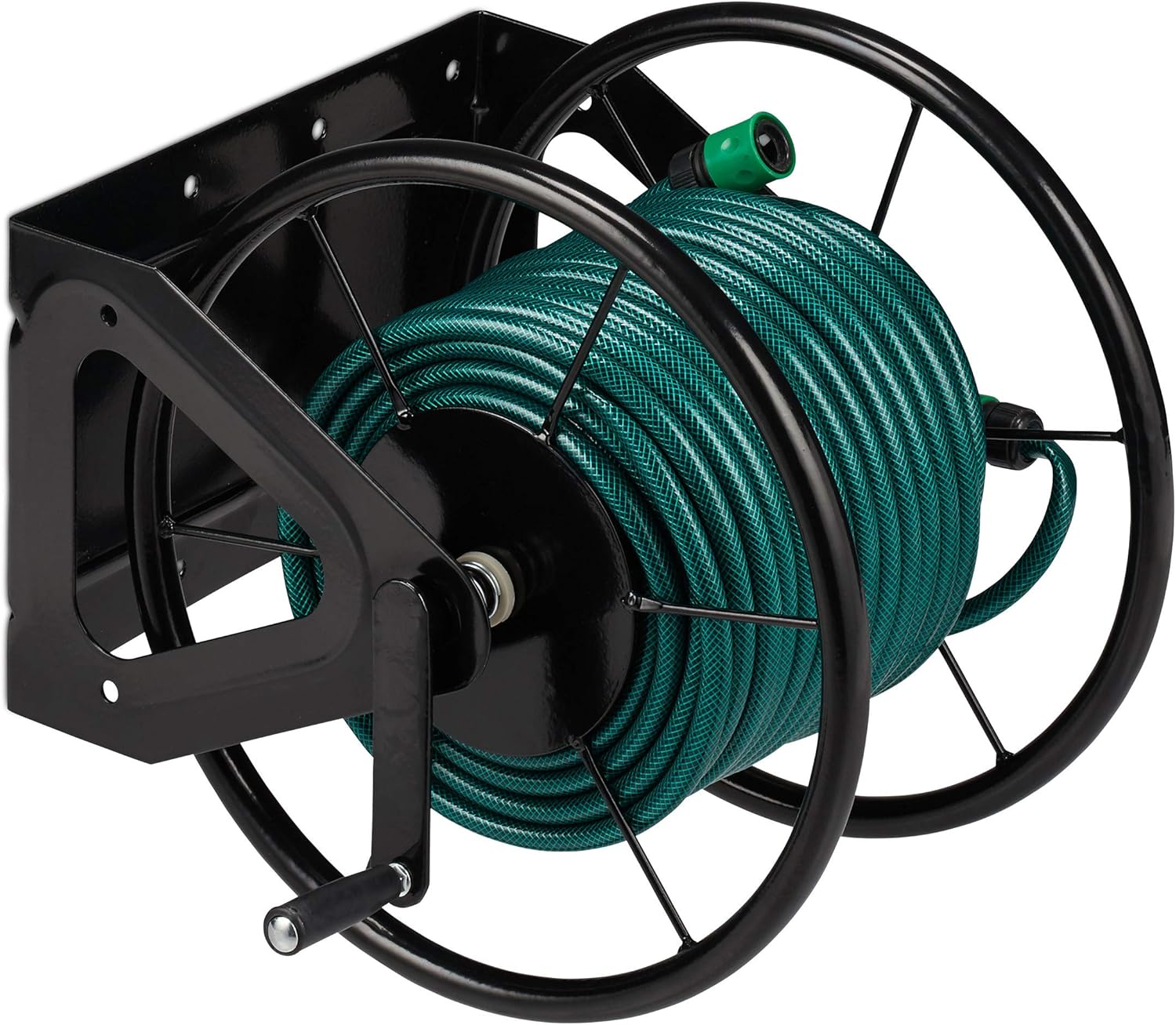 Relaxdays Avvolgitubo da Parete con Manovella, Nero - immagine 3