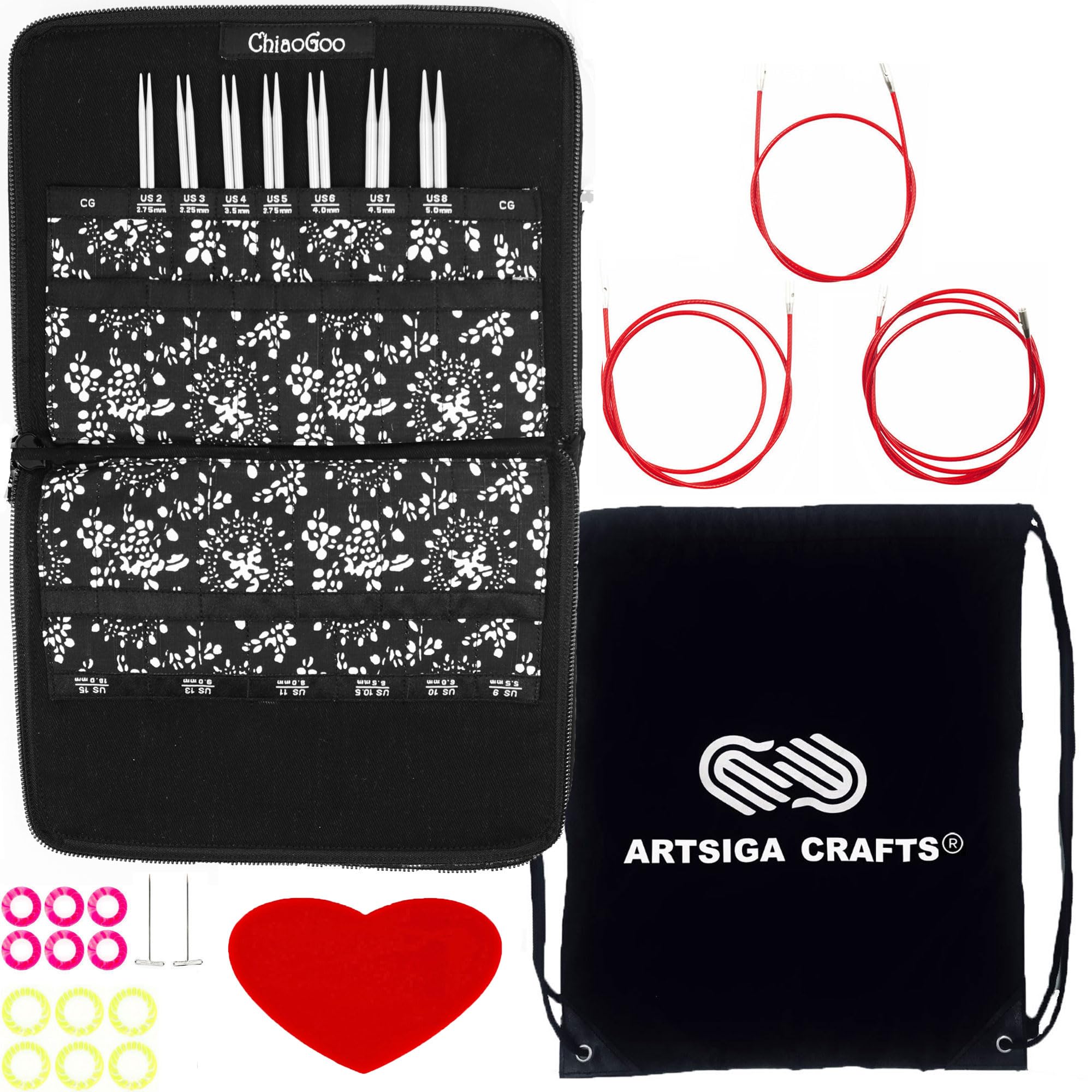 Chiaogoo Artsiga Crafts 7500-S - Set Ferri Maglia Intercambiabili