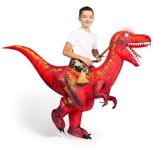 Spooktacular Creations Costume Gonfiabile T-Rex per Bambini, Divertenti Costumi Gonfiabili, Costumi da Dinosauro Cavalcabile Stampati Digitali per Feste in Costume di Halloween