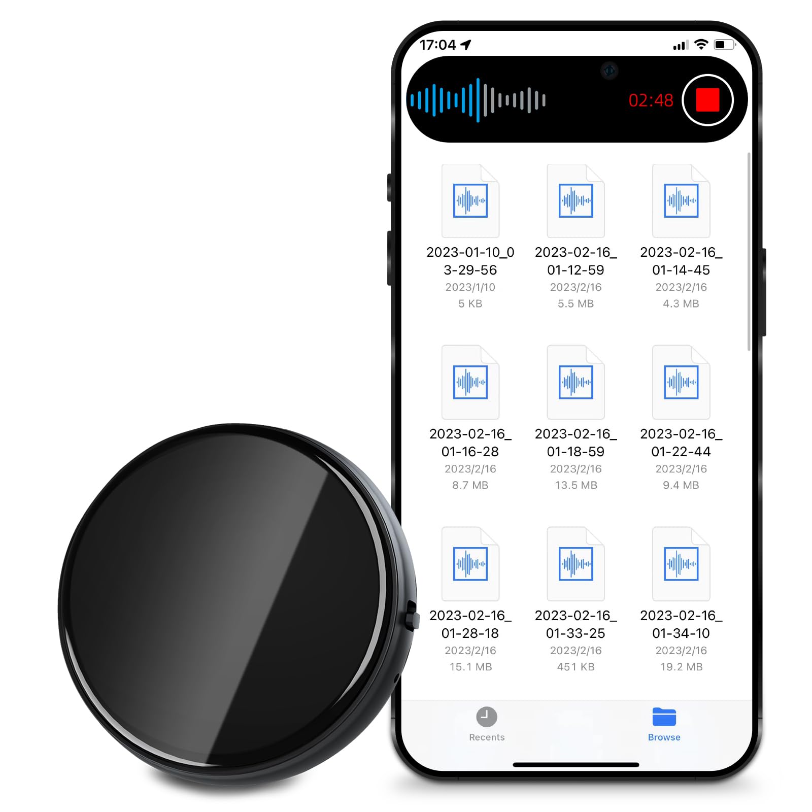 Mini Registratore Vocale 64GB - Attivazione Vocale