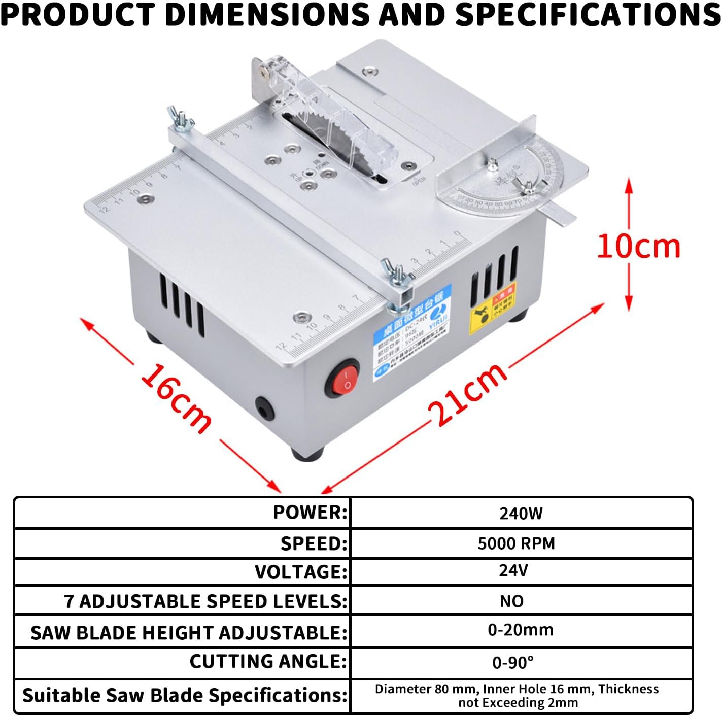 Mini sega circolare da tavolo, 240 W - immagine 2