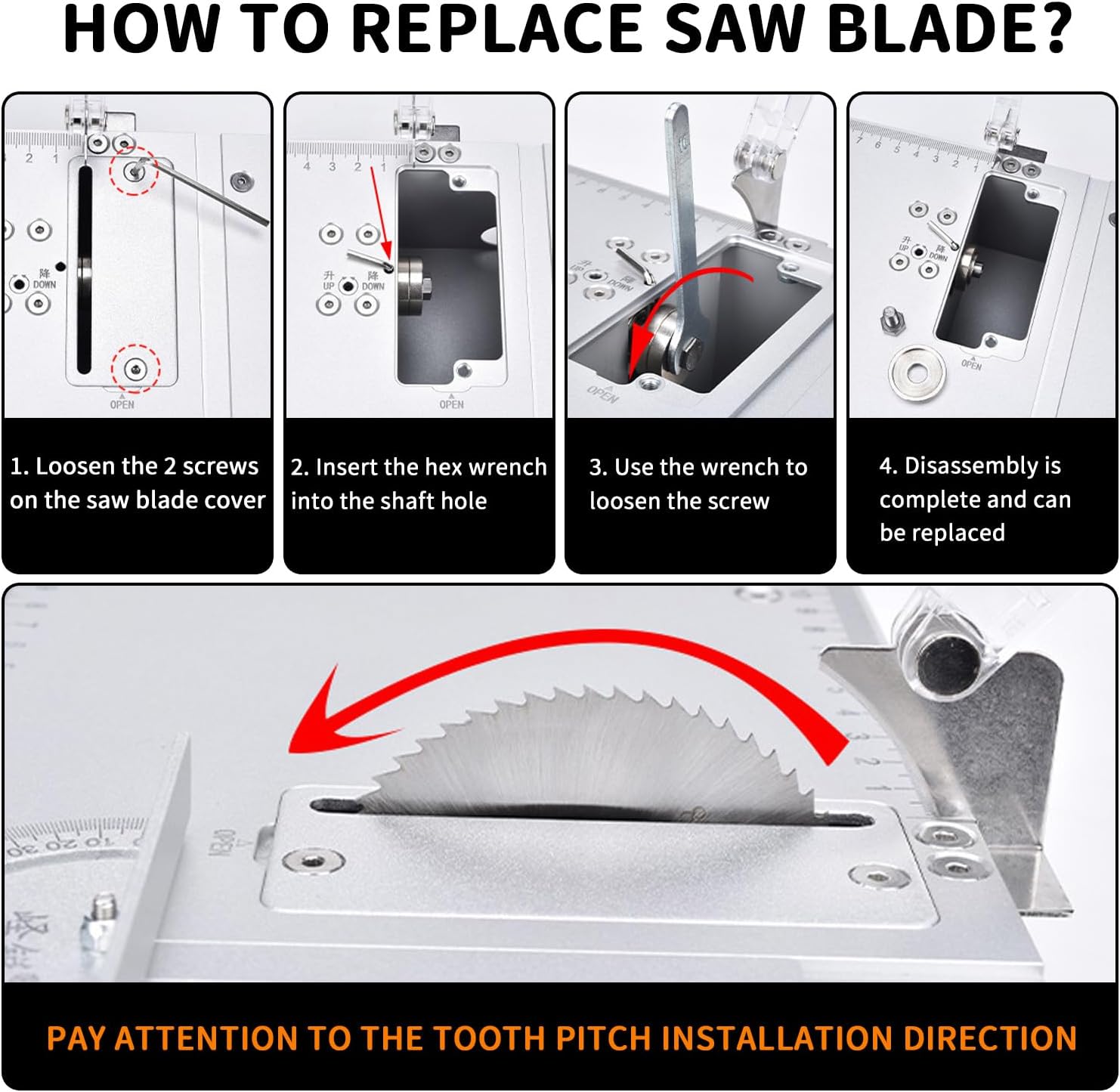 Mini sega circolare da tavolo, 240 W - immagine 6