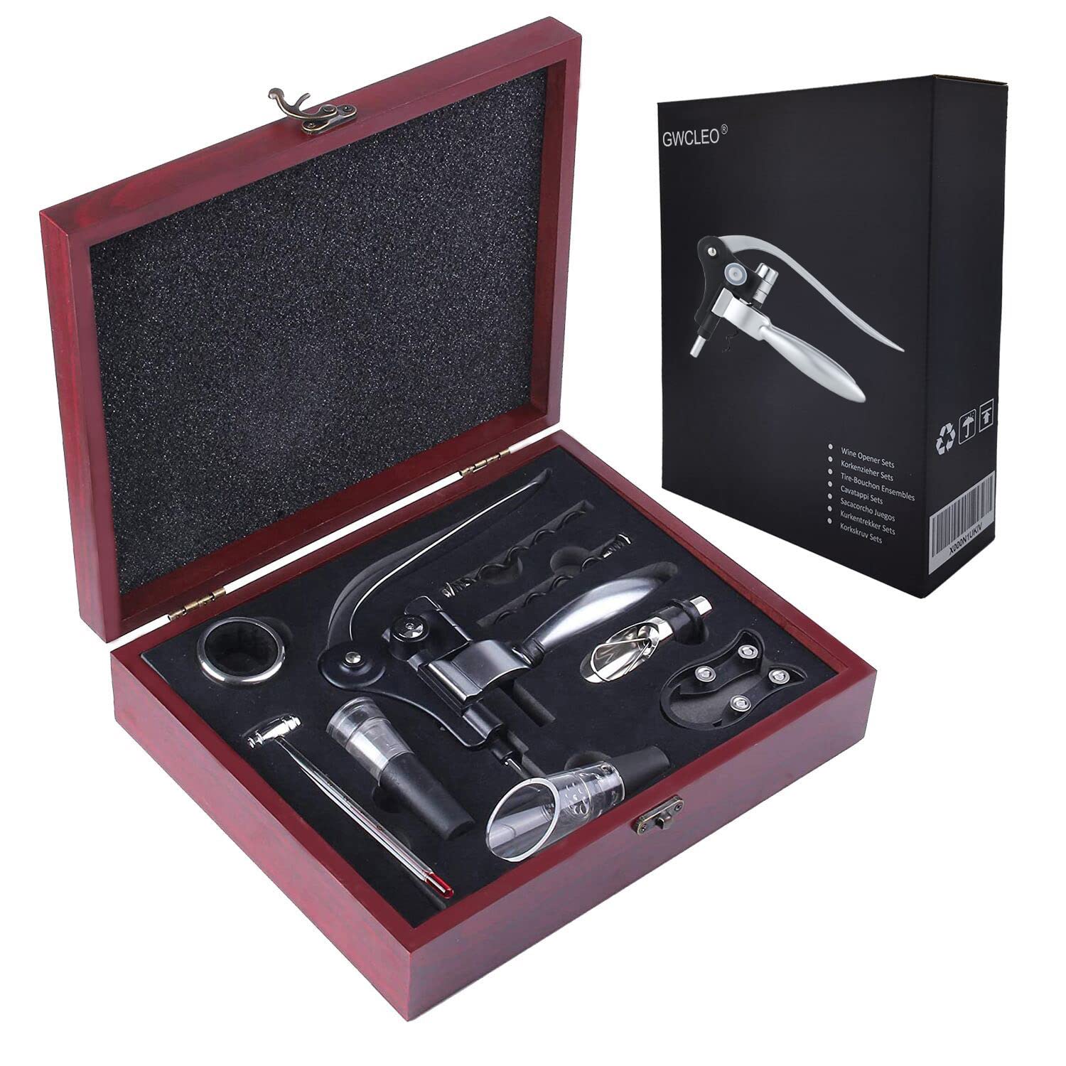 GWCLEO Kit Apribottiglie Vino 9 Pezzi in Acciaio Inox